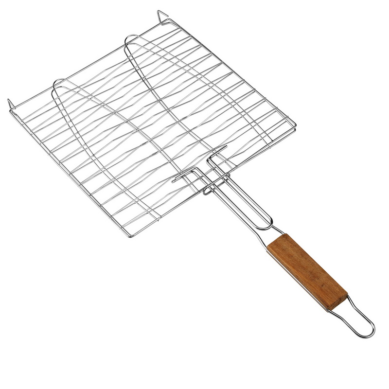 BQ-1171 Outdoor Grill Accessories Meat Wire Bbq Grill Fish Basket Lightweight Mesh
