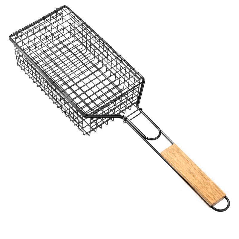 BQ-1153 Nonstick Deep Chips BBQ Basket Barbecue Long Handle Grill