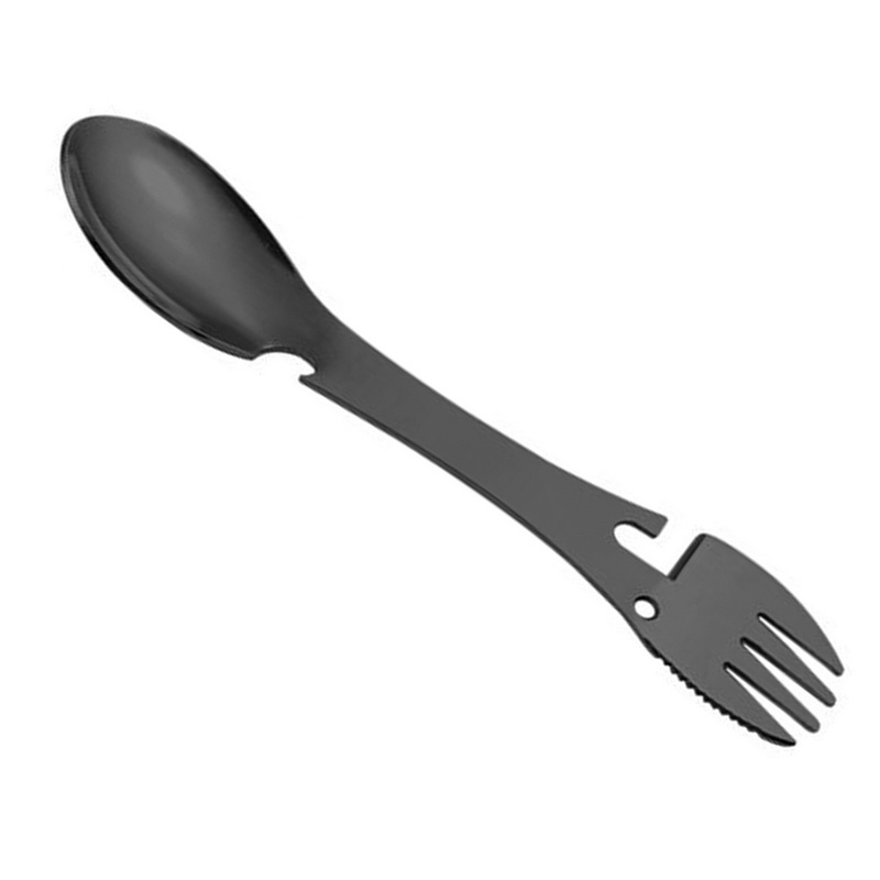 CT-8034 Black Folding Camping Cutlery Set Portable Flatware Hiking Tableware