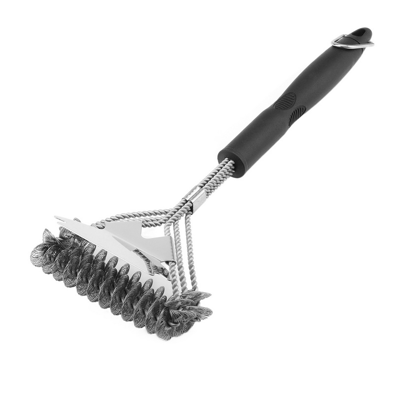 BQ-6126 Stainless Steel BBQ Accessories BBQ Grill Brush Steam Cleaning Grill Brush and Scraper