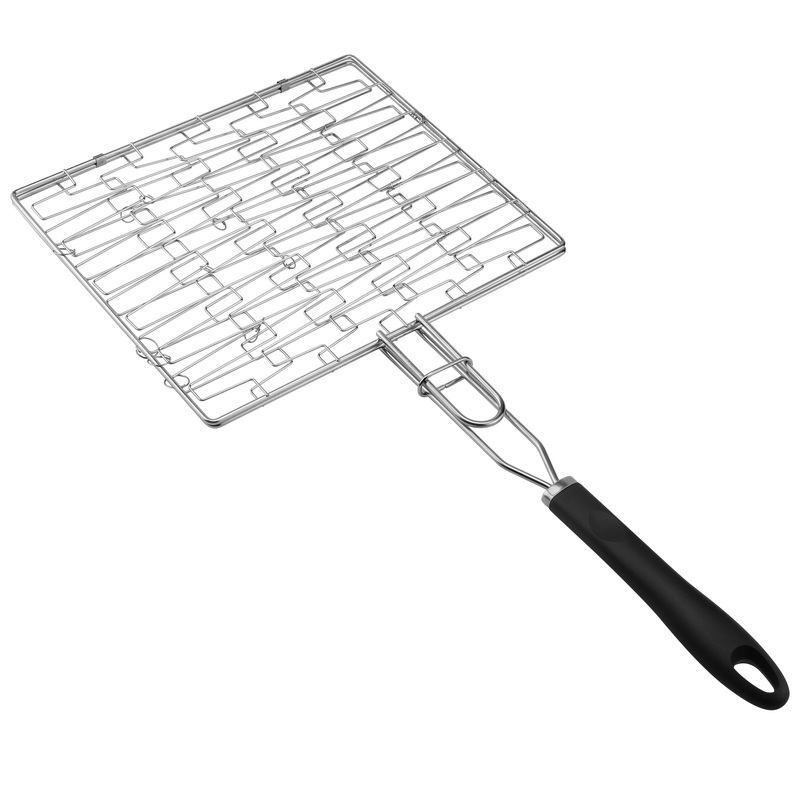 BQ-1216 Portable Plastic Handle Bbq Grill Net Wire Mesh Grill Roasting Meat Mesh
