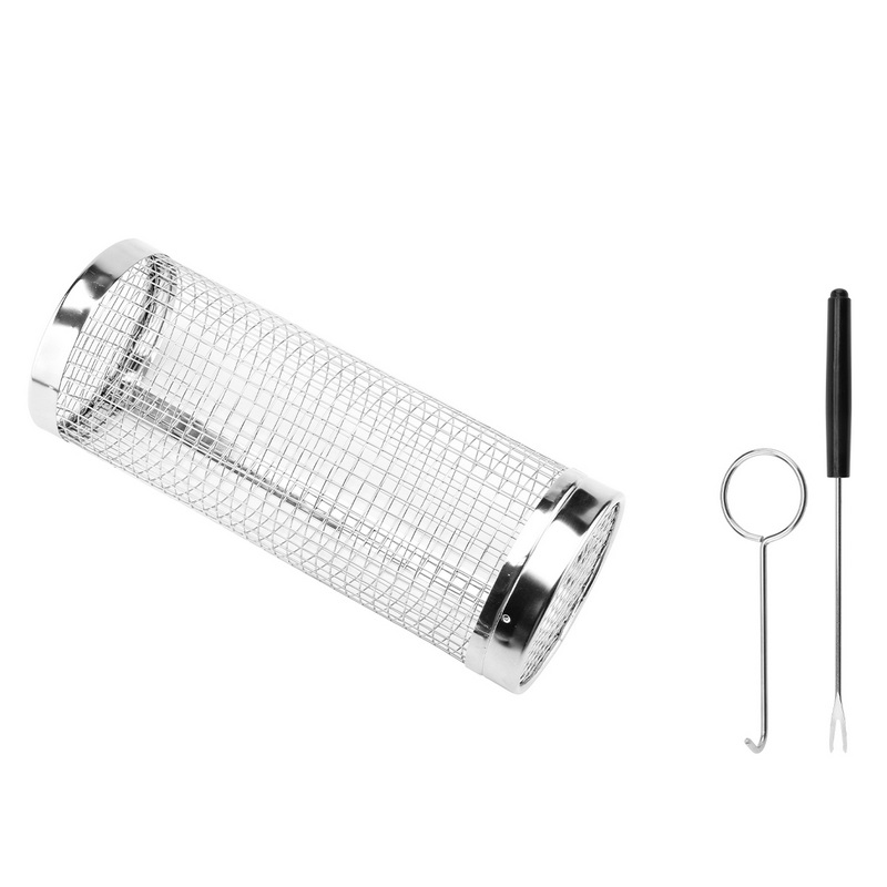 BT-5135S Portable Bbq Round Cylindrical Basket Baking Drum Grill Roasted Cage