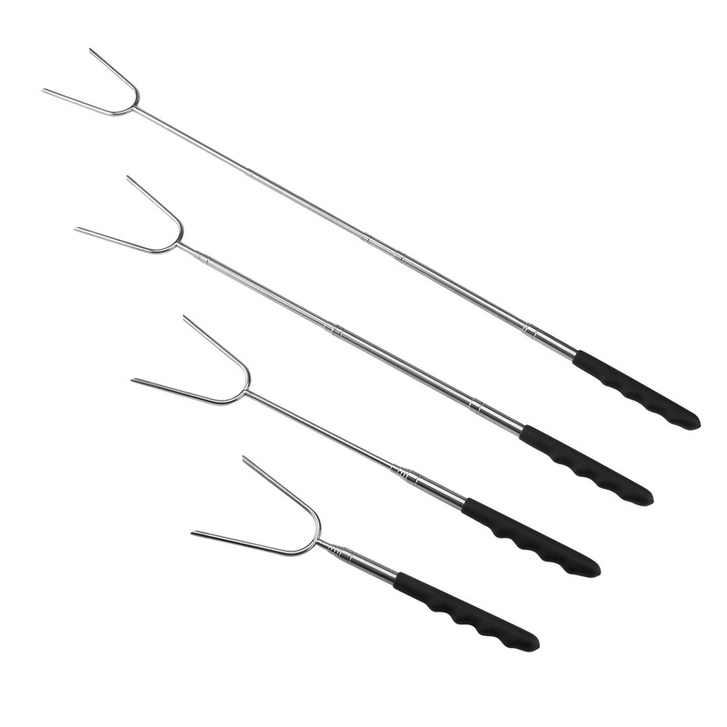 BS-3191 Adjustable BBQ Fork Stainless Steel Barbecue Roasting Meat Skewers