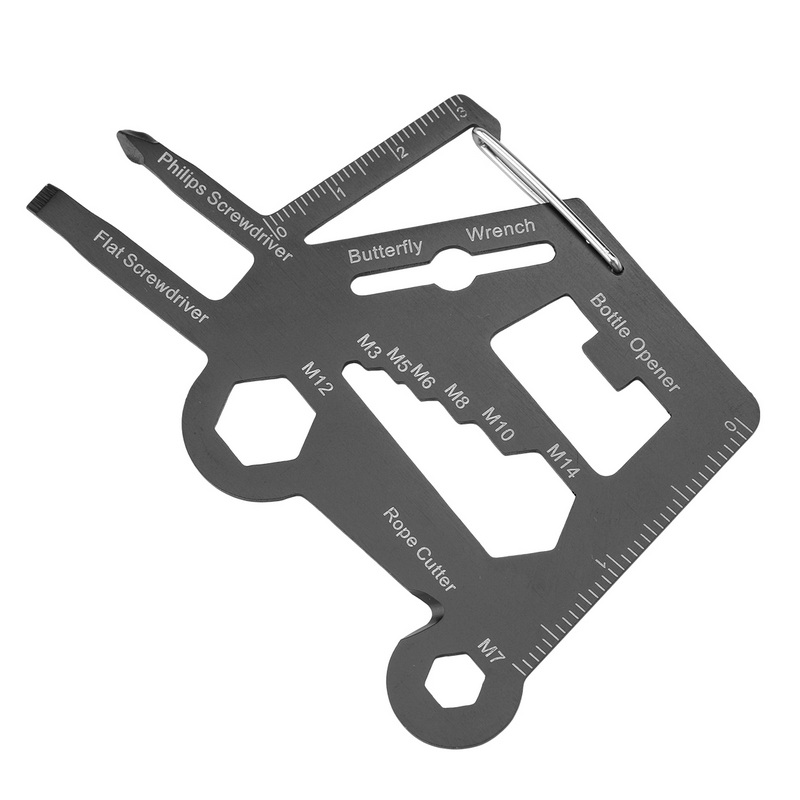 CT-8057 Custom Multi-Function KeyChain Outdoor Camping Tools Durable Black Coating Stainless Steel