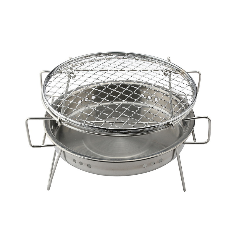 RQ-8123 Small Outdoor Barbecue Korean Grills Stainless Steel Round Folding Bbq Charcoal Grill