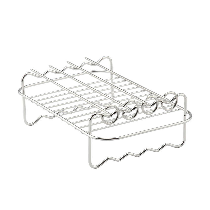 Stainless Steel Grill Rack Barbecue Meat Skewers Rack Set Roasting Baking Tools