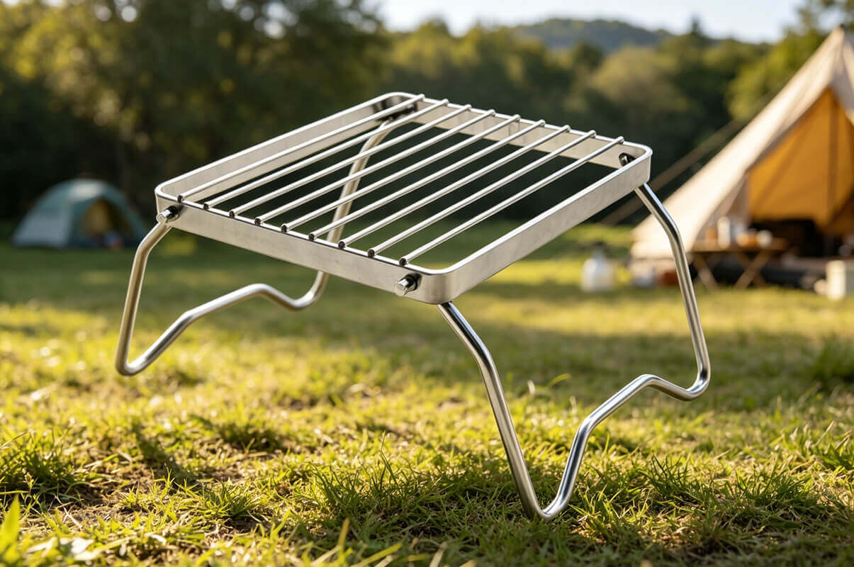 Outdoor foldable stainless steel small grill, the essential item for lightweight camping