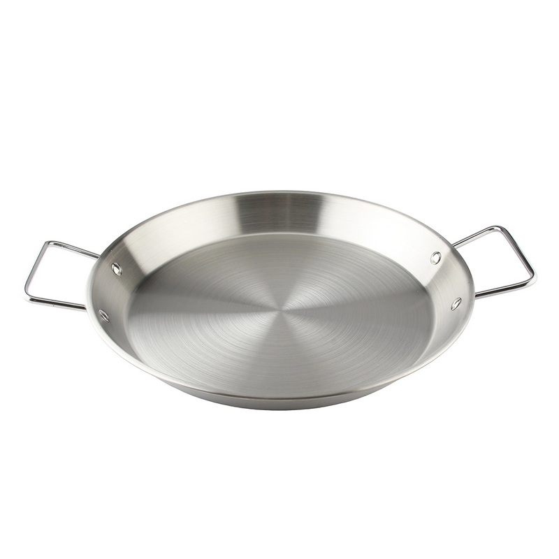 CT-8082 Large Steel Paella Pan Oem Custom Logo Durable Cookware for Outdoor Bbq Grilling