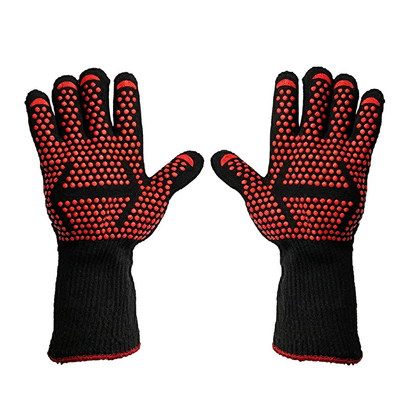 HG-7704 High Temperature Resistant BBQ Gloves Non-Slip Silicone Dot Heat Proof Oven Gloves for Grilling Cooking