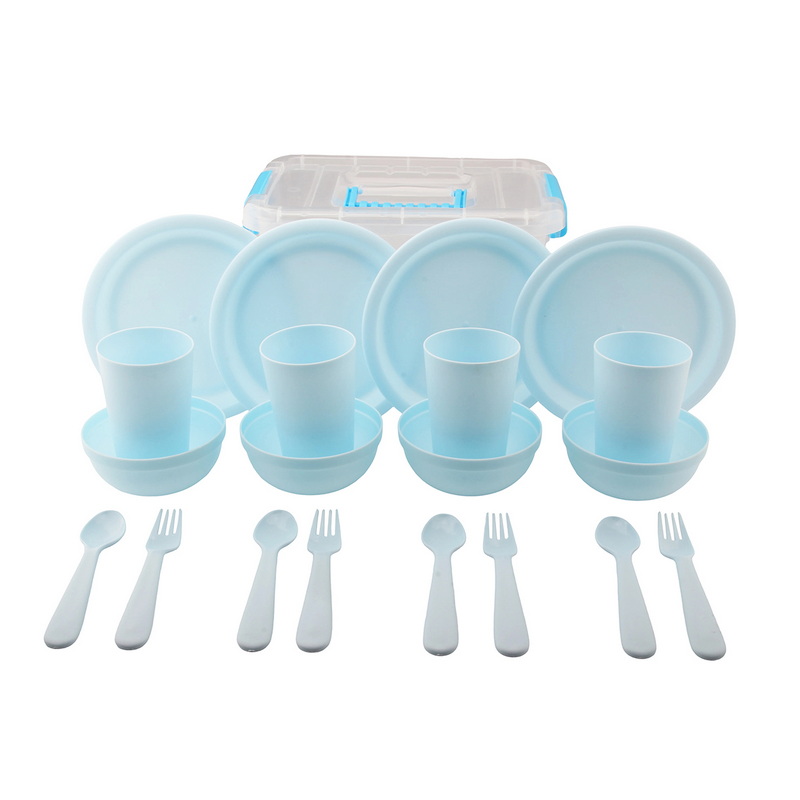 CT-8202 Plastic Dinnerware Kit with Storage Box Customizable Wholesale Bulk