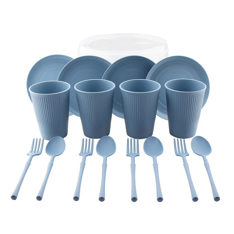 CT-8207 Reusable Plastic Tableware Customizable Camping Picnic Family Dinner Set